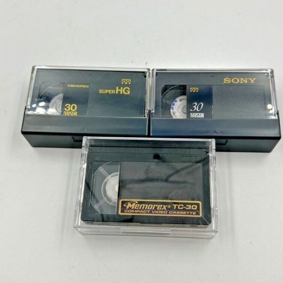 Sony Memorex Super HG Compact Video Cassette Tape 30 VHSC Bundle of 3 - Picture 1 of 4